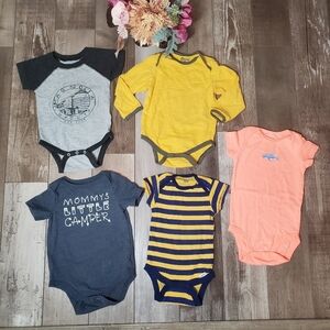 Onesie Bodysuit 5pc Baby Boy Bundle Size 6-9m EUC